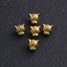 4pçs 9*12*12mm contas de cabeça de leopardo dourado antigo espaçador contas de metal amuletos para pulseira joias faça você mesmo 2024 - compre barato
