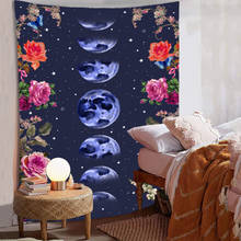 Tapiz colgante de pared con Mandala Floral bohemio, alfombra psicodélica con Luna, cielo estrellado, cabecera de dormitorio, decoración de granja, cortina de pared 2024 - compra barato