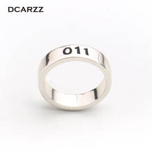 Anel de aço inoxidável anel de aço inoxidável anel de casamento anel de casamento anel de prata cor handstamped onze na moda jóias 2024 - compre barato