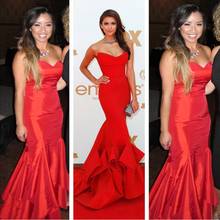 2020 Long Prom Dresses Red Nina Dobrev Strapless Mermaid Sweep Emmy Awards Dress Evening Party Gowns Celebrity Dresses Vstidos 2024 - buy cheap