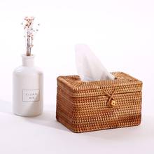 Handmade Rattan Tissue Box Elegant Napkin Storage Container Desktop Toilet Paper Dispenser for Home Office Decoration 2024 - buy cheap