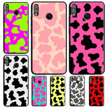 Funda negra y rosa con estampado de vaca neón para Huawei Honor 8X, 9X, 7X, 20 Pro, 9, 10 Lite, 10i, 8C, 8A, 7A, V20, Y6, Y7, Y9, 2019, Nova, 5T 2024 - compra barato