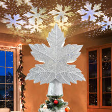 Lámpara de proyección para decoración superior de árbol de Navidad, proyector Universal con forma de copo de nieve y Estrella, luz LED 2024 - compra barato