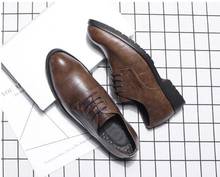 Мужские вечерние туфли-оксфорды на плоской подошве; модельные туфли из натуральной кожи с острым носком; дышащие 2024 - купить недорого