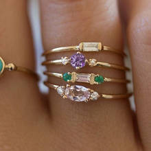 IPARAM 4 Pcs/set Crystal Zircon Gold Ring Set 2020 Vintage Bohemian Women Engagement Party Ring Set Jewelry 2024 - купить недорого