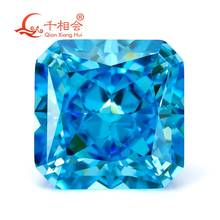 dark aqua blue  color 10x10 mm square shape   brilliant crushed ice cut  cubic zirconia loose stone cz stone 2024 - buy cheap