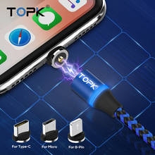 Магнитный usb-кабель TOPK для iPhone Xs Max 8 7 и usb-кабель type C USB-C и кабель Micro USB для samsung s9 Xiaomi redmi note 8 7 A2 2024 - купить недорого