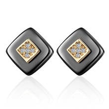 Simple Square Ceramic Stud Earrings for Women Gold Silver Color Cubic Zirconia Small Earrings Romantic Jewelry Gifts for Girls 2024 - buy cheap