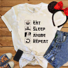 Eat Sleep Anime Repeat T-shirt Gift To Her Women Cute Noodle Casual Tops Ladys Street Style Tee Japanese Manga Unisex Shirt 2024 - buy cheap