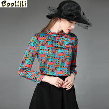 Boollili 2020 Women's Fashion Blouses Spring Autumn 92% Silk Blouse Long Sleeve Shirt Printing Women Tops blusa feminina 2024 - buy cheap