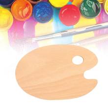 Wood Painting Palette Smooth Tray Palette Art Supplies Oval Flat Thumb Oil Hole Artist Watercolor Paint palette With Acryli W2U9 2024 - buy cheap