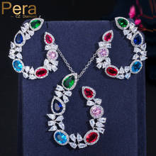 Pera Multicolor Water Drop Cubic Zircon Crystal Earrings and Pendants Necklaces Sets for Ladies Anniversary Party Jewelry J305 2024 - buy cheap