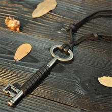 Vintage Cow Leather Cord Necklace Key Pendant Necklace for Men 2024 - buy cheap