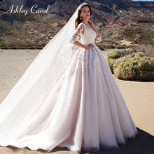 Ashley Carol A-Line Wedding Dresses 2022 Long Sleeve Princess Bride Dress Romantic Scoop 3D Beading Flowers Vintage Bridal Gown 2024 - buy cheap