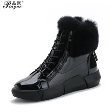 Botas de inverno botas de inverno botas de neve planas casuais de pelúcia com zíper quente sapatos de algodão 35-40 2024 - compre barato