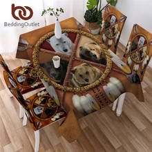 Toalha de mesa à prova d'água, capinha de mesa decorativa de animais rústicos com leão, tigre, leopardo e lobo 2024 - compre barato