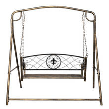 Paint Brush Gold Worn Out Outdoor Garden Iron Art Swing Frame Double Swing Chair 124.46x172.72x177.8CM Black[US-Stock] 2024 - buy cheap