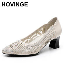HOVINGE-zapatos de tacón alto con diamantes de imitación para mujer, calzado elegante, de microfibra, talla grande, para primavera 2024 - compra barato