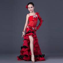 2018 New Professional luxury Bellydance Costume Girls Mesh + Chiffon Oriental Dance Competition Top+Skirt 2pcs M L 2024 - buy cheap