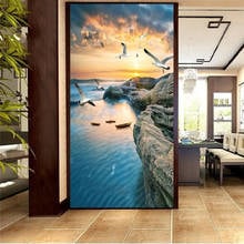 Pintura de diamantes 5d diy, vista de Amanecer y arrecife costero, mosaico bordado de punto de cruz, gaviota, diamantes de imitación cuadrados y redondos, decoración del hogar 2024 - compra barato