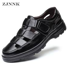 Good Men Sandals For Father Made Of Cow Leather Black Brown Hard-wearing Male Summer Shoes Breathable Big Size Men Shoes 38-48 2024 - buy cheap