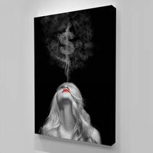 Lona bela senhora fumar fresco nevoeiro fotos decoração para casa quadros de parede quadros moderno cartaz modular cabeceira fundo 2024 - compre barato
