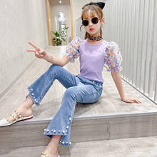 Children's Clothing Girl Clothes Suit 2021 Summer Little Girl Sleeve Short T-shirt + Jeans 2PCS Outfits for Teenage 8 10 12 Year 2024 - buy cheap