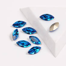 YANRUO 4200 Super Glitter Capri Blue Color Navette Shape Rhinestones Popular Crystal Glass For Charms 3D Nails Art Decorations 2024 - buy cheap