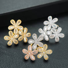 GODKI 2020 Flower Charms Trendy Baguette Cut Stackable Rings for Women Cubic Zircon Finger Rings  Beads Ring Boho Beach Jewelry 2024 - buy cheap