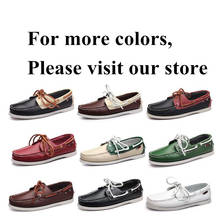 Genuine Leather Shoes Men Boat Shoes Mens Casual Shoes Loafers Genuine oil Wax Leather Handmade Shoes Moccasins Driving Shoes 2024 - buy cheap