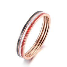 Jeemango design simples preto/branco/vermelho esmalte aniversário anéis jóias para mulher rosa ouro titânio aço inoxidável anel jr19083 2024 - compre barato