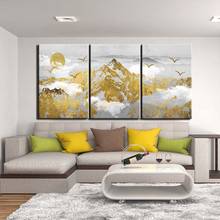 3 Piece Canvas Paintings Home Decor HD Prints Abstract Golden Mountain Poster Wall Art Pictures For Living Room 2024 - buy cheap