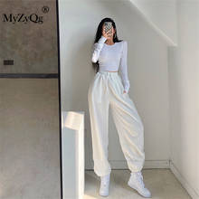MyZyQg-pantalones de chándal holgados de pierna ancha para mujer, Pantalón deportivo de cintura alta para correr, ropa deportiva informal para Fitness 2024 - compra barato