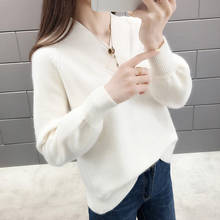 Sweater women autumn 2019 new Casual sweater women Solid color Long sleeve Pullovers female fashion Knitted Loose Tops 2024 - buy cheap