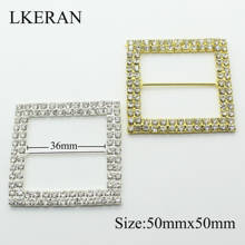 LKERAN-hebilla de diamantes de imitación de cristal para accesorios de boda, cinta deslizante cuadrada de doble fila de 50x50mm (barra interior de 36mm), 2 uds. 2024 - compra barato