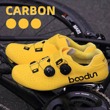 Комплект обуви boodun из углеродного волокна для дорожного велосипеда, комплект велосипедной обуви с замком и педалью, профессиональная спортивная обувь для велоспорта 2024 - купить недорого