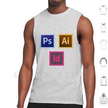 Indesign-Camiseta sin mangas con diseño creativo para mujer, chaleco sin mangas con estampado de los personajes de Photoshop, Photoshop Cs6, incluye 1 ICONO 2024 - compra barato