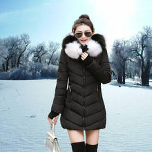 Novas jaquetas femininas de inverno com capuz, casaco longo de inverno com peles falsas de raposa, parcas femininas de tamanhos grandes 2024 - compre barato