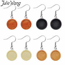 Julie Wang 4 Pairs Wood Cabochon Base Settings Stainless Steel Ear Hooks Blank Tray Earring Jewelry Making Accessory Inner 12mm 2024 - buy cheap