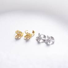 Pendientes de plata esterlina 925 para mujer, a la moda de circonita orejera de mariposa, mini pendientes del tobillo, joyería para el oído simple