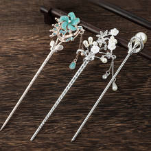 Vintage Chinese Style Hair Stick Metal Rhinestone Chopsticks Women Tassel Pearl Flower Hairpin Hair Clip Pin Jewelry Accessories 2024 - buy cheap