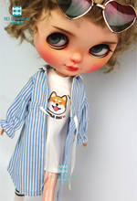 Clothes for doll fit Blyth azone OB24 OB27 1/6 doll  accessroies fashion striped shirt, long T-shirt, socks 2024 - buy cheap