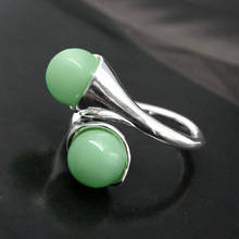 wholesale noble  GREEN Natural Stone BEAD ROUND GEMS 925 STERLING SILVER RING SIZE 7 8 9 10 2024 - buy cheap