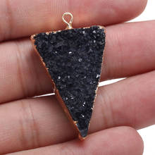 Natural Stone Black Crystal Cluster Pendants Triangle Shape Exquisite Charm For jewelry making DIY necklace Earring accessories 2024 - buy cheap