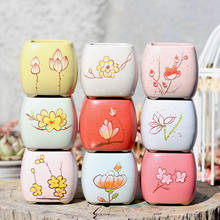 Simple Hand-painted Multi-meat Flowerpot Ceramic Green Planting Creative Macaron Thumb Flowerpot Old Pile Rough Pottery Trumpet 2024 - buy cheap