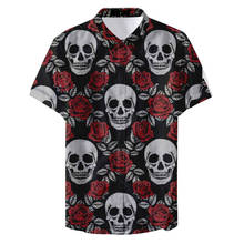 Мужская Повседневная рубашка с принтом черепа и розы, лето 2019 2024 - купить недорого