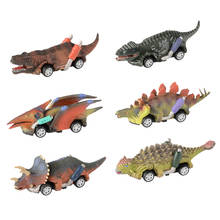 6 Pieces Of Dinosaur Car Toy Set Simulation Dinosaur Pull Back Car Toy Boy Girl Birthday Present 2024 - buy cheap