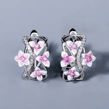 Pendientes de plata 2020 para mujer, aretes de pintura epoxi de color flor violeta, joyería de compromiso para fiesta de boda, regalo, novedad de 925 2024 - compra barato