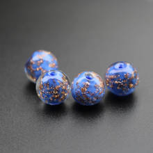 Contas de vidro de cor azul sólida com 10 tamanhos e 10mm, contas de vidro de lampwork com areia brilhante para fazer colar brincos 2024 - compre barato