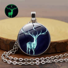 Classic Glass Dome Luminous Pendant Necklace Fashion Christmas Elk Glow In The Dark Necklace Men Women Charm Sweater Jewelry 2024 - buy cheap